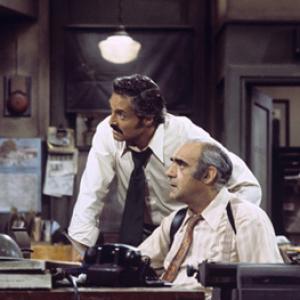 Abe Vigoda and Hal Linden in Barney Miller 1974