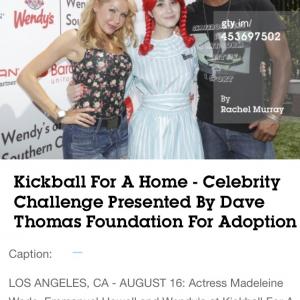 Madeleine Wade and Emmanuel Howell attend the Wendys Celebrity Kickball Challenge presented by Dave Thomas Foundation for Adoption