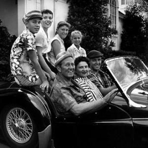 Art Linkletter and family at home in his sons TR3 Triumph