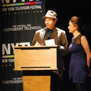 Directors Daniel Lir and Bayou Bennett accepting award at the New York Television Festival