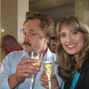 Ellen Locy on the set with Bradley Whitford in The Good Guys