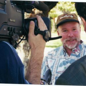 Tom Logan being interviewed on INSIDE EDITION on the set of Bloodhounds Inc in Los Angeles