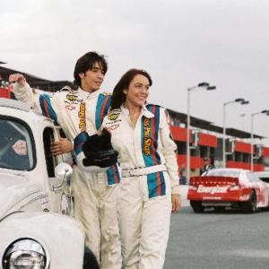 Still of Lindsay Lohan and Herbie The Love Bug in Herbie Fully Loaded 2005