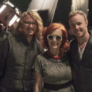 Iris Karina on set of One Republic shooting Love Runs Out with band member Drew Brown and drummer Eddie Fisher