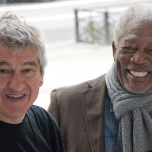 Still of Morgan Freeman and Richard Loncraine in Musu gyvenimas (2014)