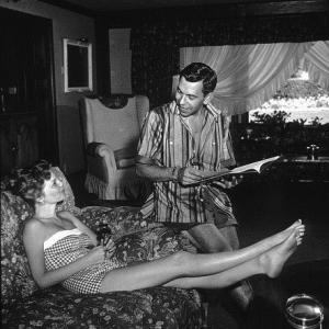 Jack Webb at home with his wife Julie London