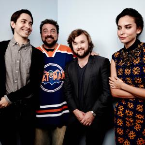 Kevin Smith Haley Joel Osment Justin Long and Genesis Rodriguez at event of Tusk 2014