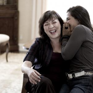 Kamala Lopez and Elizabeth Pena during the Speechless Without Writers Campaign filming Paul Haggis Just Whats On The Page