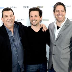 Top Rebel Productions co-founders producer Bill Winett (R), actor Freddy Rodriguez, writer-director Francisco Lorite