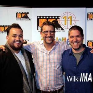 Writer-director Francisco Lorite (R) with fellow filmmakers on the red carpet for Reel Rasquache Film Festival 2014