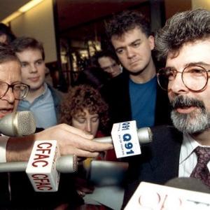 February 1990 courtroom press conference. Calgary, Canada.