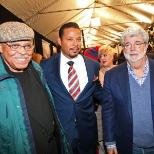 George Lucas James Earl Jones Terrence Howard and Katie Lucas at event of Red Tails 2012