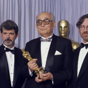 Akira Kurosawa George Lucas and Steven Spielberg at event of The 62nd Annual Academy Awards 1990