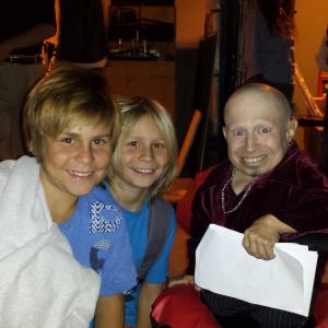 On set of The 420 Movie: Mary and Jane with Sterling and Orion Howard and Verne Troyer