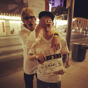 Eric Roberts and Byron Q on location of Las Vegas Story