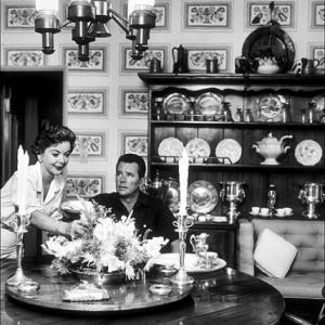 Ida Lupino and her husband Howard Duff at home in Los Angeles CA 1957