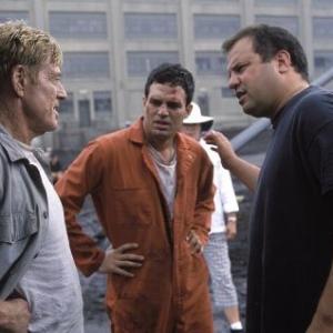 Robert Redford Rod Lurie and Mark Ruffalo in The Last Castle 2001