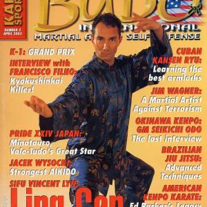 Gracing the cover of Budo International Magazine. April, 2003