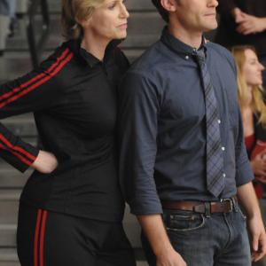 Still of Jane Lynch and Matthew Morrison in Glee 2009