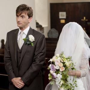 Still of Kelly Macdonald David Tennant and Michael Urie in The Decoy Bride 2011