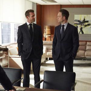 Still of Gabriel Macht and Patrick J Adams in Suits 2011