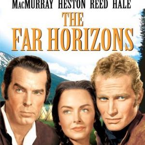 Charlton Heston Donna Reed and Fred MacMurray in The Far Horizons 1955