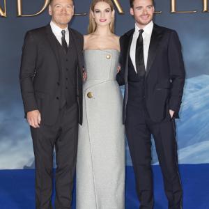 Kenneth Branagh Richard Madden and Lily James at event of Pelene 2015