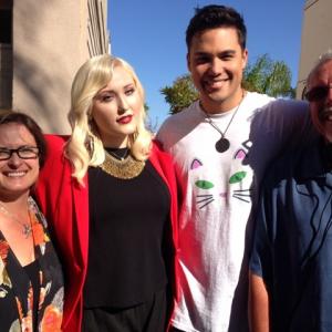 Vida Maine, Hayley Hasselhoff, Michael Copon and Mark Maine on the set of Fearless.