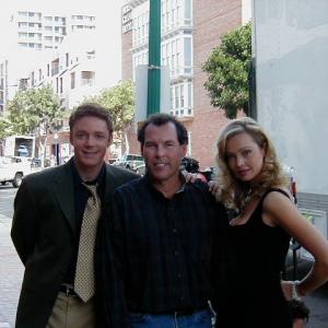 Mackenzie Astin Mark Maine  Kimberley Davies on the set of The Month of August down town San Diego at Candelas restaurant