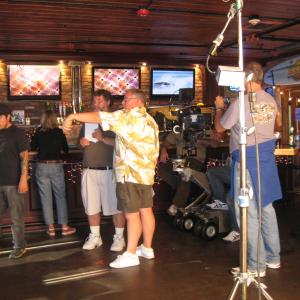 Mark Maine  DP Jack Garrett blocking a shot on the set of Beach Bar