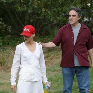 William Malone with actress Lori Petty on the set of Masters of Horror