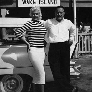 Bob Hope with Jayne Mansfield on during a USO Tour Wake Island