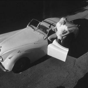 Jane Mansfield with her XK 120 Jaguar