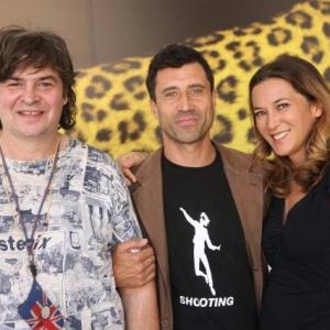 Davide Manuli with actors Simona Caramelli and Massimiliano Cigala, in competition with BEKET in Locarno Film Festival 2008 (Filmakers of the Present).