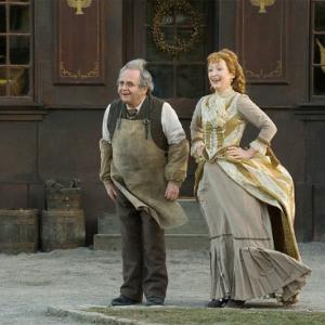 Still of Lesley Manville and Sylvester McCoy in The Christmas Candle 2013