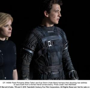 Still of Kate Mara and Miles Teller in Fantastic Four (2015)