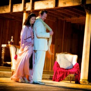 Lucia Marano as Anna Magnani and Tad Coughenour as Tennessee Williams in ROMAN NIGHTS, written by Franco D'Alessandro and directed by Eva Minemar @ The Will Geer Theatricum Botanicum.