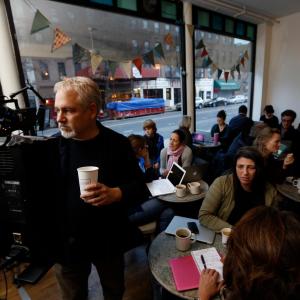 Directing the 43-writer coffee shop scene for A Short History of Decay