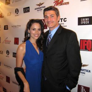 P.J. Marino with actress Tessa Munro on the red carpet at the Beverly Hills Film, TV & New Media Festival 2010.