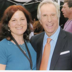 Debra Markowitz and Henry Winkler on the set of Royal Pains