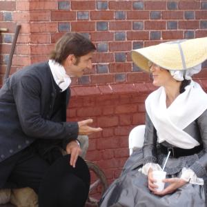 Ethan Marten and Eve Best on set of Dolley Madison