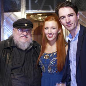 Game Of Thrones author George R R Martin pictured with The Callback Queen lead actress AmyJoyce Hastings and director Graham Cantwell at the US Premiere in The Jean Cocteau Cinema Santa Fe New Mexico 7th Feb 2014