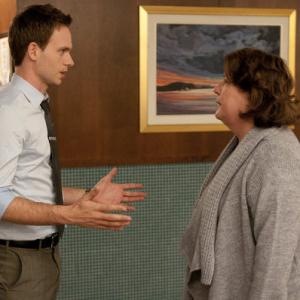 Still of Margo Martindale and Patrick J Adams in Suits 2011