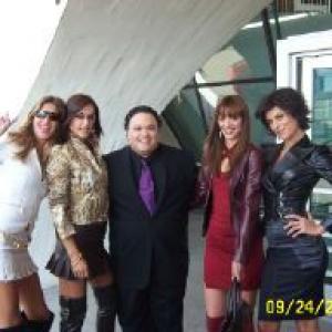 Adrian Martinez and his villainous gang of robbers on the set of Fox's TAXI.