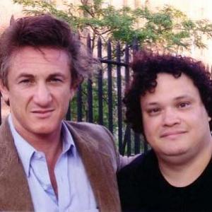 Academy award winner Sean Penn and Adrian Martinez on the set of Universal's THE INTERPRETER.