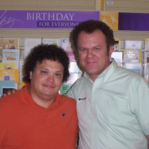 Adrian Martinez and Oscar nominee John C. Reilly on the set of THE PROMOTION.