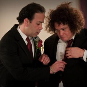 Luis Antonio Ramos and Adrian Martinez portraying Ernie, a man with Down Syndrome, in a scene from THE MIRACLE OF SPANISH HARLEM.
