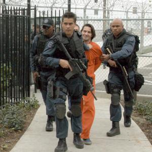 Still of Samuel L. Jackson, LL Cool J, Colin Farrell and Olivier Martinez in S.W.A.T. (2003)
