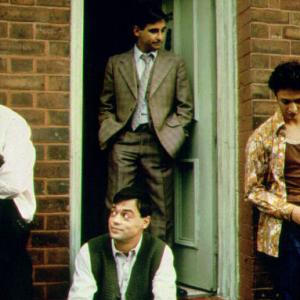 L to R Jimi Mistry Emil Marwa front Raji James and Chris Bisson star in East is East