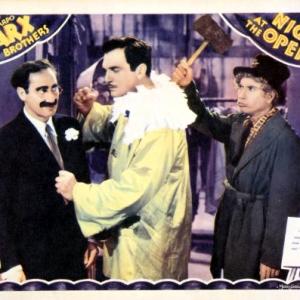 Groucho Marx Walter Woolf King and Harpo Marx in A Night at the Opera 1935